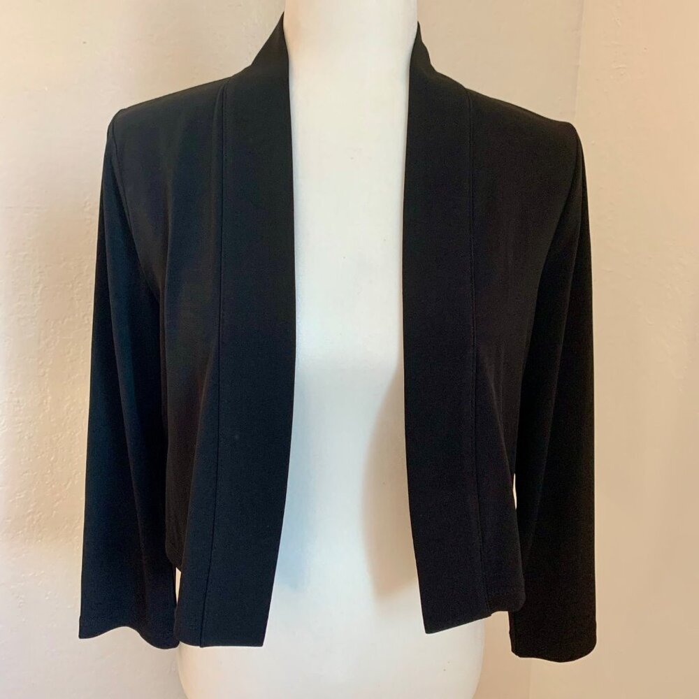 CALVIN KLEIN Black Open Front Cropped 3/4 Sleeve Cardigan Shrug M